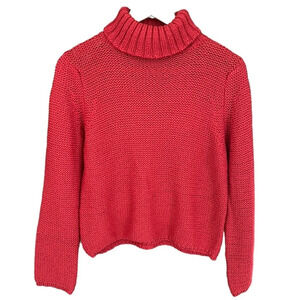 Guitare Spain Merino Wool Blend Coral Sweater. Loose Chunky Knit. Sz L
